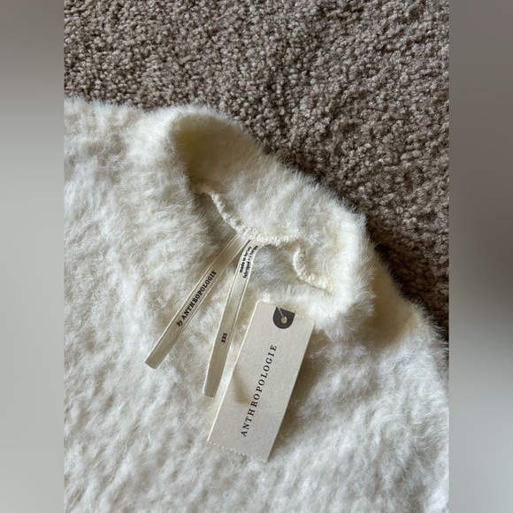 NWT ANTHROPOLOGIE Stellah Beige Lurex Cropped Sweater Sz XXS - Picture 10 of 11